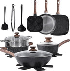 17 Pcs Pots and Pans Set, Nonstick & Non-Toxic Healthy Pots and Pans, by RayBear