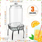 Honeydak 1 Pack 3 Gallon Glass Beverage Dispenser - Image 2
