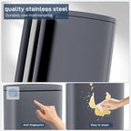 Arlopu 8 Gallon Step Trash Can, Stainless Steel Garbage Bin, Soft-Close Rubbish - Image 3