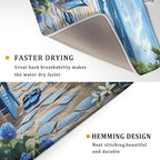 Summer Beach Chairs Dish Drying Mat Sea Wave Blue Floral Drying Mat fo Kitchen - Image 3