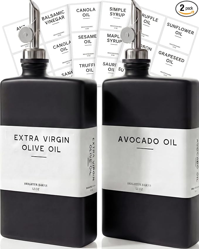 Black Glass Olive Oil Dispenser Bottle by BrighterBarns