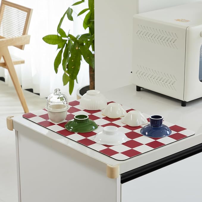 Ohocut Red Checkered Dish Drying Mat - Image 3