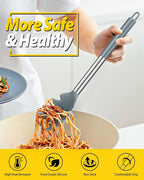 Silicone Pasta Fork and Ladle Spoon Set, Large Non Stick Kitchen Utensils - Image 3