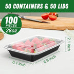 Dealusy 50 Pack 28 oz Meal Prep Containers Reusable - Image 2