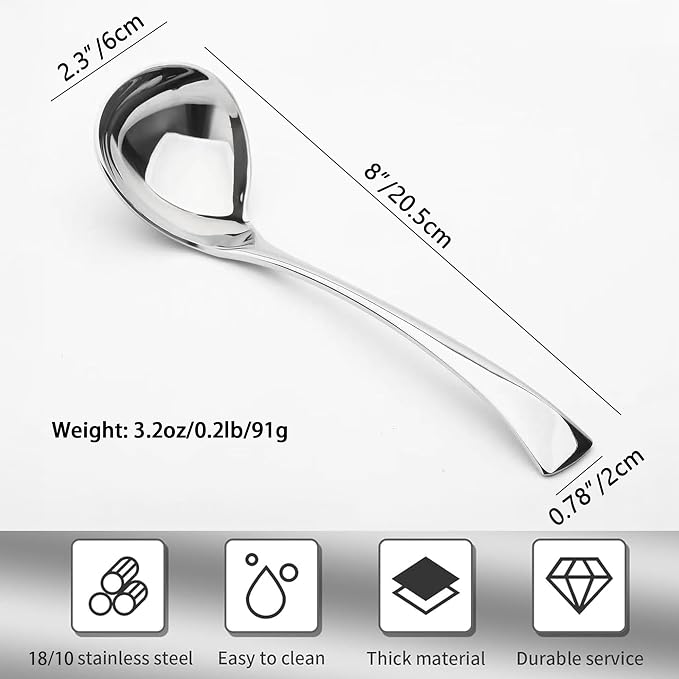Comicfs Gravy Ladle, 18/10 Stainless Steel Soup Ladle, Small Soup Ladles - Image 3