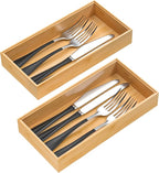 VeyFey Silverware Tray for Drawer, Stackable Kitchen Bamboo Drawer Organizer by VeyFey