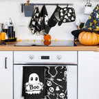 Leinuosen 8 Pcs Skull Kitchen Decor Set Kitchen Towels Gothic Oven Mitts and - Image 2