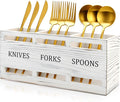 Farmhouse Wooden Utensil Caddy Party Cutlery Silverware Holder Small Wood by Ayiaren