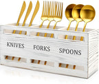 Farmhouse Wooden Utensil Caddy Party Cutlery Silverware Holder Small Wood by Ayiaren