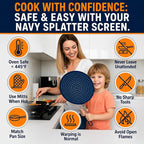 Silicone Splatter Screen for Frying Pan, 13” Navy – Grease & Oil Splatter Guard - Image 7