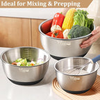 Wildone Mixing Bowls with Airtight Lids, with 3 Grater Attachments, Scale Mark - Image 5