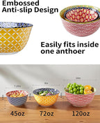Metahom Ceramic Mixing Bowls for Kitchen, Colorful Nesting Bowls, Large Serving - Image 2