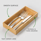 VeyFey Silverware Tray for Drawer, Stackable Kitchen Bamboo Drawer Organizer - Image 2