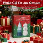 Christmas Salt and Pepper Grinder Set, Snowman & Tree Refillable Salt and - Image 8