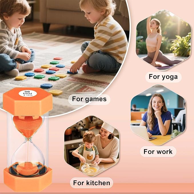 5 Minute Hourglass Sand Timer, Plastic Hexagon Hourglass Sand Clock 5 Min - Image 5