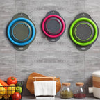 Qimh Collapsible Colander Set of 3 Round Silicone Kitchen Strainer Set - Image 4