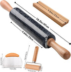 18.5 inches Marble Rolling Pin, Large Non-Stick Dough Roller, - Image 2