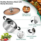 TeamFar Stock Pot 6 qt, Stainless Steel Stock Pasta Soup Pot - Image 3