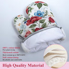 Floral Oven Mitts and Pot Holders Sets 2 Pcs, Canvas Heat Resistant Kitchen - Image 2