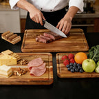 3 Pack Teak Cutting Board Set for Kitchen Wood Charcuterie Board - Image 6