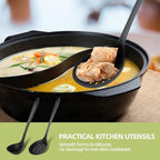 Silicone Soup Ladle Spoon Set of 2, Silicone Nonstick Large Skimmer Slotted - Image 3