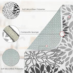 Sanwarm Absorbent Dish Drying Mat, Vintage Spring Leaf Gray Floral Flower - Image 3