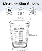 Shot Glasses Measuring Cup Set 4PACK Espresso Shot Glasses Liquid Heavy Glass - Image 2