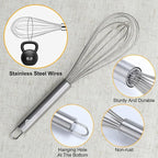 HOTEC 4 Pieces Stainless Steel Whisks Set Wire Whisk Balloon Whisk Egg Beater - Image 7