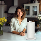 White Paper Towel Holder Countertop, Stainless Steel, Weighted Base, Paper - Image 7
