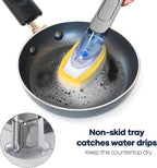 Dish Brush with Soap Dispenser Storage Set with 2 PCS Sponge Refills & Holder - Image 2