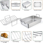 TeamFar Roasting Pan with Rack, 14 Inch Stainless Steel Turkey Roaster Lasagna - Image 5