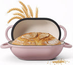 2 QT Oval Dutch Oven for Bread Baking, Enamelled Cast Iron Bread Oven for by Unknown