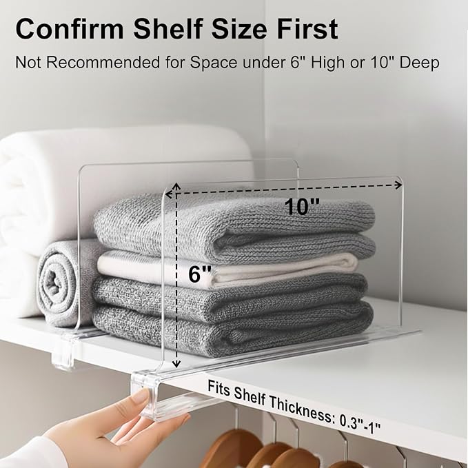 Shelf Dividers Purse Organizer for Closet: 6-inch Tall Acrylic Handbag Organizer - Image 3