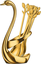 AnSaw Gold Small Coffee Spoon Holder Set, Swan Base - Image 2