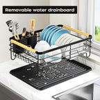 Dish Racks for Kitchen Counter: Wooden Handles, Thickened Metal, No Assembly. - Image 4