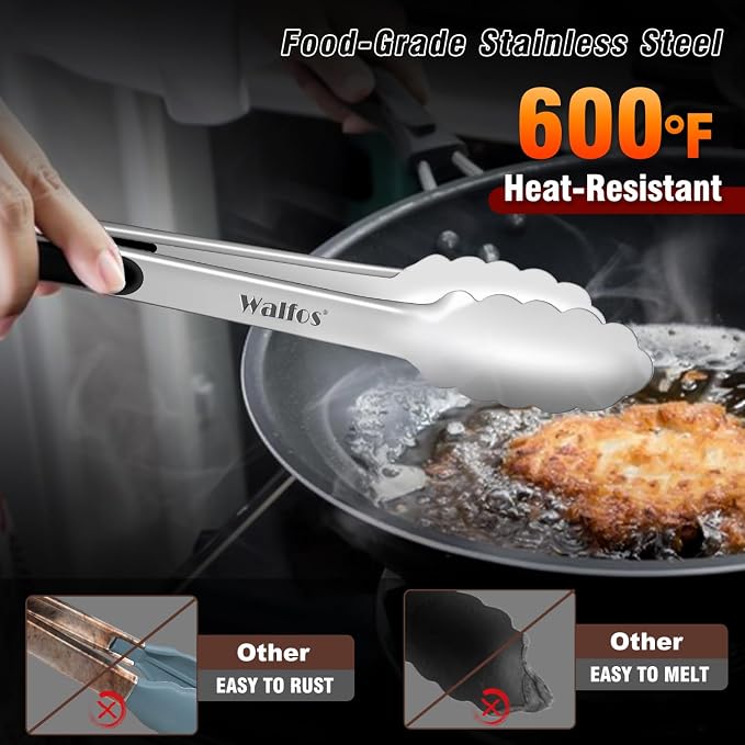 Walfos Stainless Steel Kitchen Tongs - Image 3