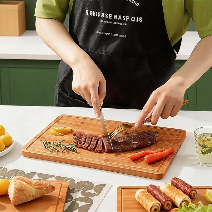 Zarler Bamboo Cutting Boards for Kitchen, 15.5x10.5 Durable Wood Cutting Board - Image 7