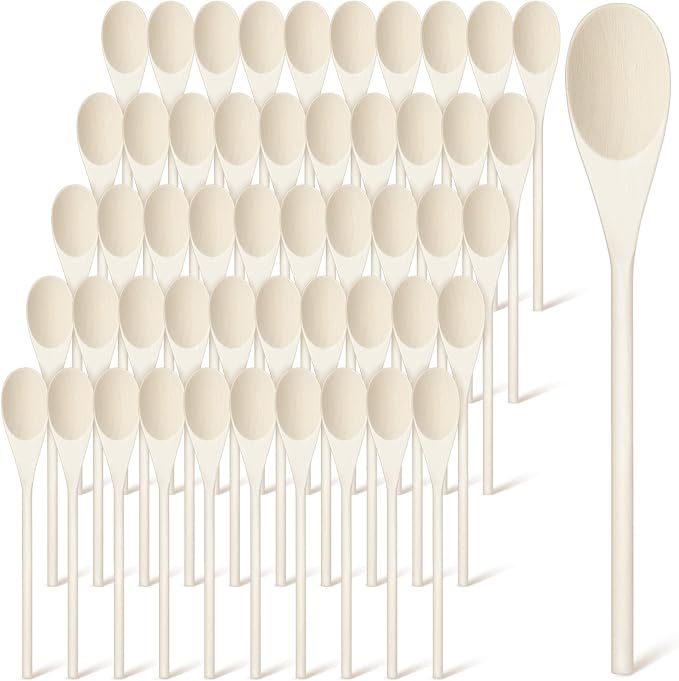 Eaasty 50 Pcs 9.8 Inch Wooden Spoons Bulk by Eaasty