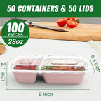 Dealusy 50 Pack 28 oz Meal Prep Containers Reusable - Image 2