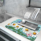 Spring Summer Daisy Flowers Dish Drying Mat - Image 5