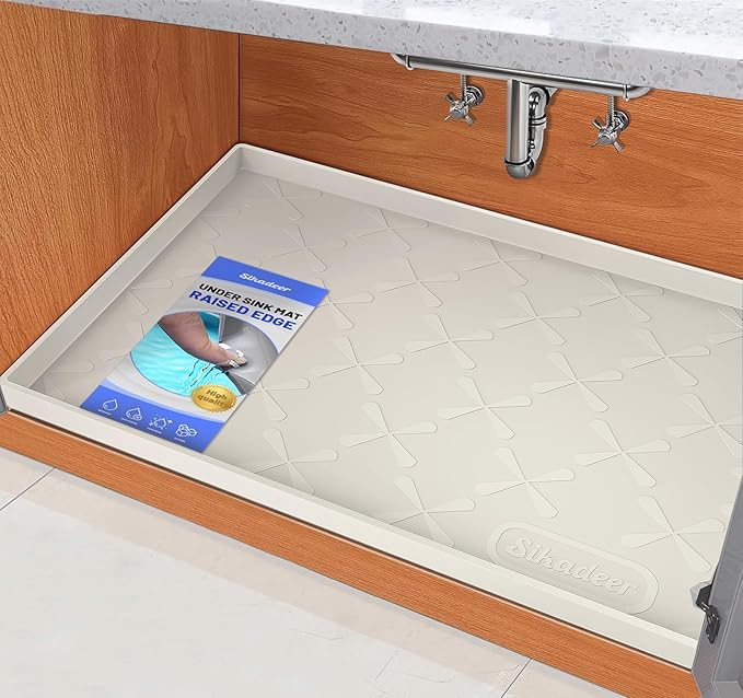 SIKADEER Waterproof Under Sink Mat 22x19, Raised Edge Silicone Mat Under Sink by SIKADEER