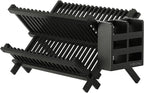 HBlife Dish Rack, Bamboo Folding 2-Tier Collapsible Drainer Dish Drying Rack by HBlife