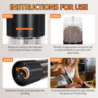 Electric Salt & Pepper Grinder Set of 2, Adjustable Coarseness - Image 2
