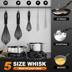 Silicone Whisks set with 7+5in mini stainless steel whisk, Non Scratch Coated - Image 4