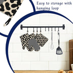 Black Leopard Print Pot Holders and Oven Mitts Set Silicone Cheetah Prints - Image 3