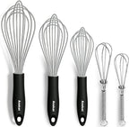 Anaeat Stainless Steel Kitchen Whisk Set of 5, Milk and Egg Beater Blender by Anaeat