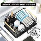 Dish Racks for Kitchen Counter: Wooden Handles, Thickened Metal, No Assembly. - Image 3