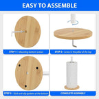 Wooden Paper Towel Holder Countertop, Non-Slip Base, Stainless Steel, - Image 5