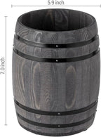 MyGift Wine Barrel Design Kitchen Utensil Crock, Vintage Gray Solid Wood - Image 5