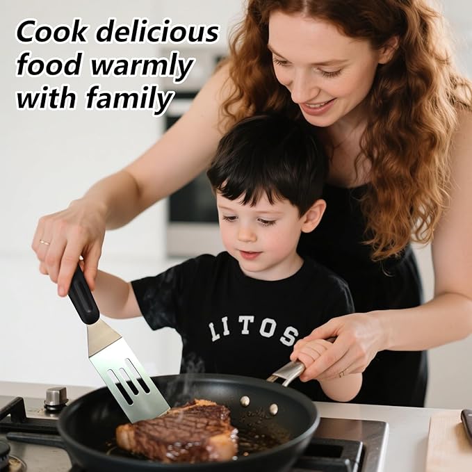 【2 Pack】 Small Metal Spatula Set, Mini Stainless Steel Serving Spatulas - Image 2